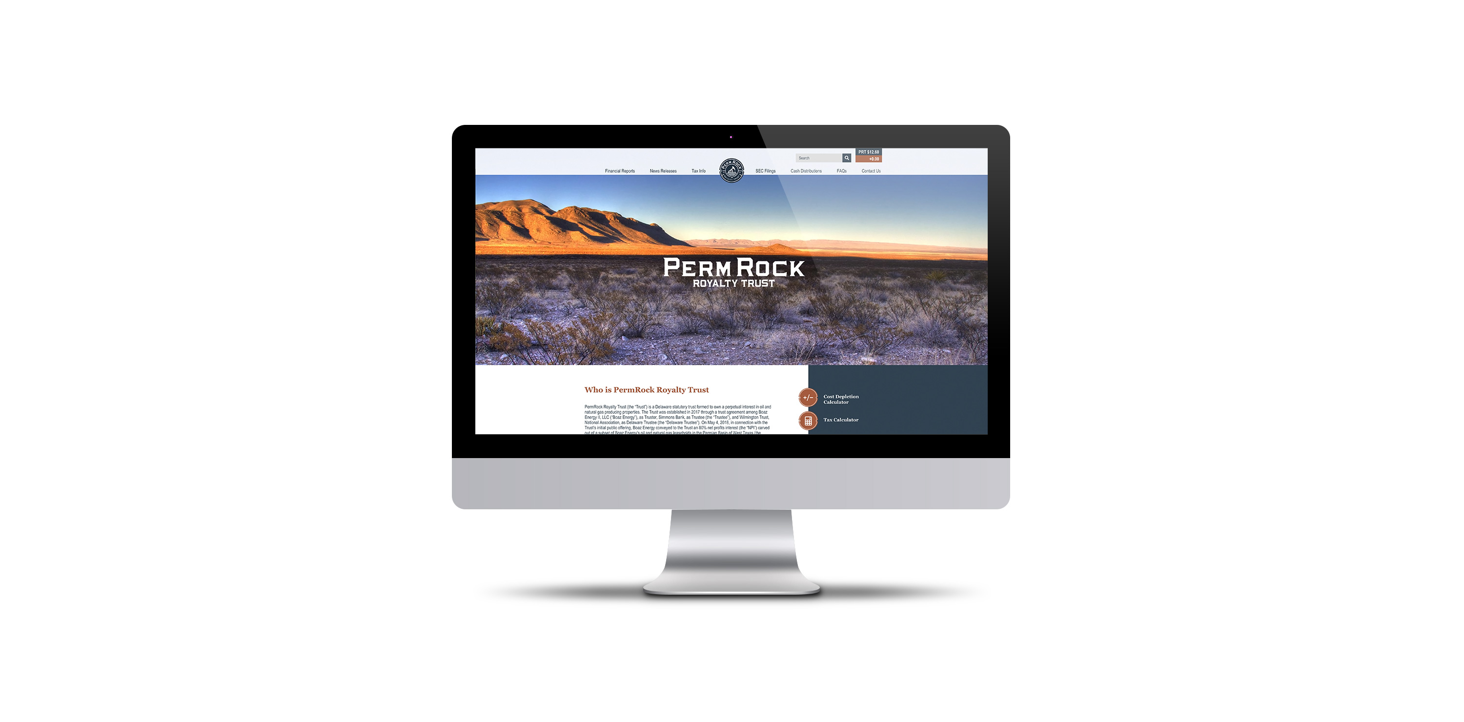 PermRock Royalty Trust Website Homepage